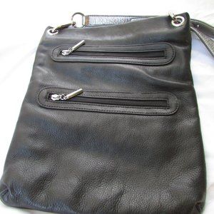MARGOT BLACK LEATHER MOTO STYLE CROSSBODY PURSE